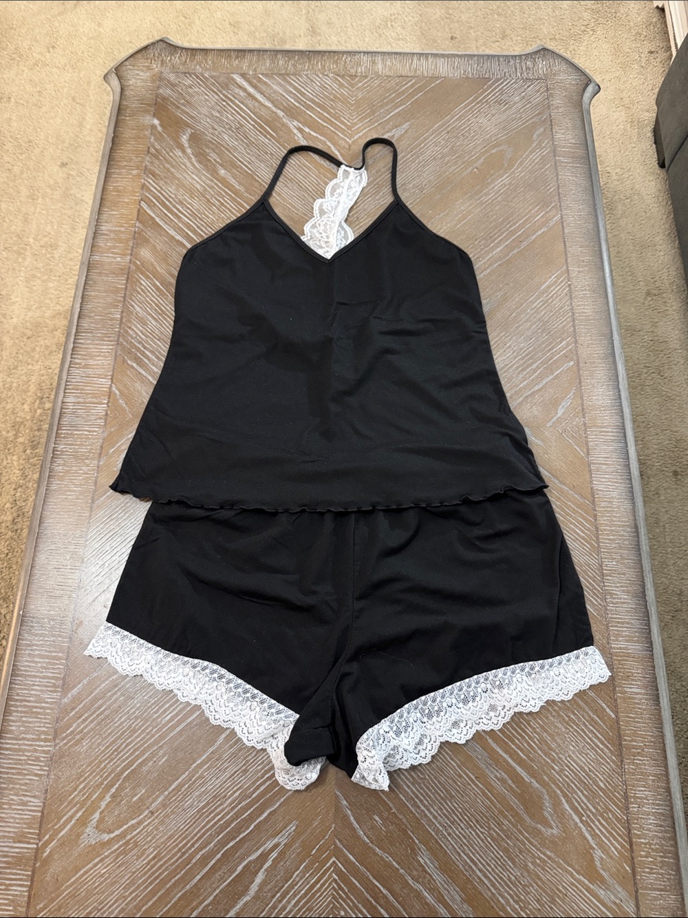Black Lace-Trim Cami & Short Sleep Set - Women's Intimates